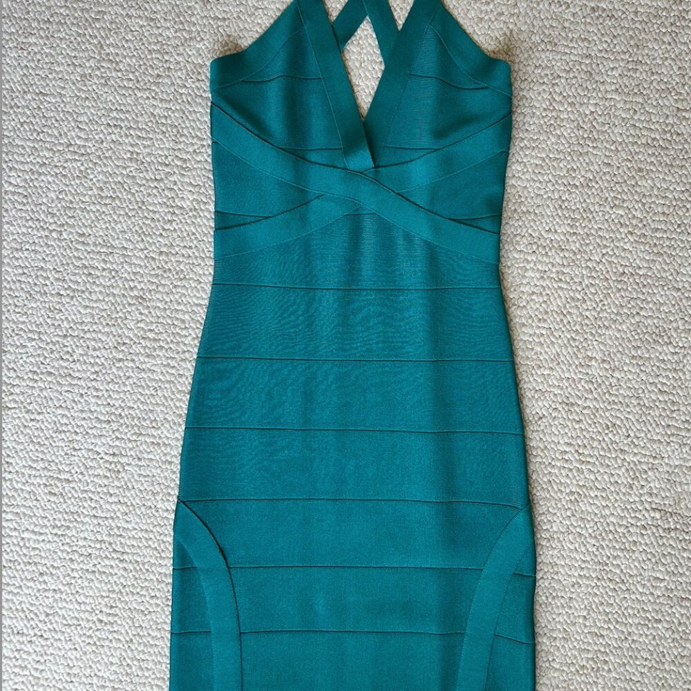 Small Bebe Turquoise Bandage Dress